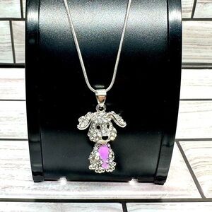 Rhinestone puppy necklace 🦕